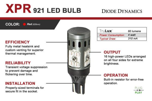 921 XPR Red 3rd Brake Light LED Bulbs