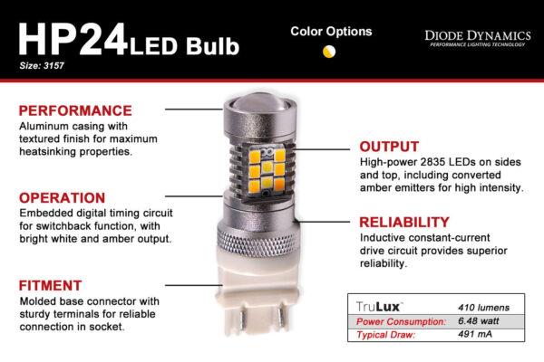 3157 HP24 Switchback Dual-Color Turn Signal LED Bulbs